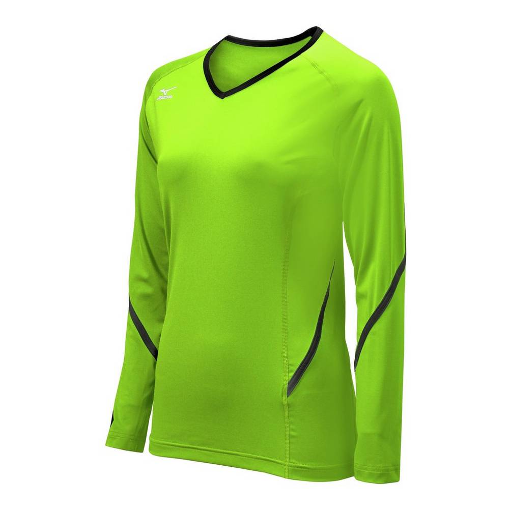 Mizuno Techno Generation Long Sleeve Női Mezek Zöld/Fekete NWQ965438